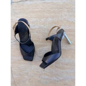 4CCCCEES Leather Black Heels Clear Heel size 38